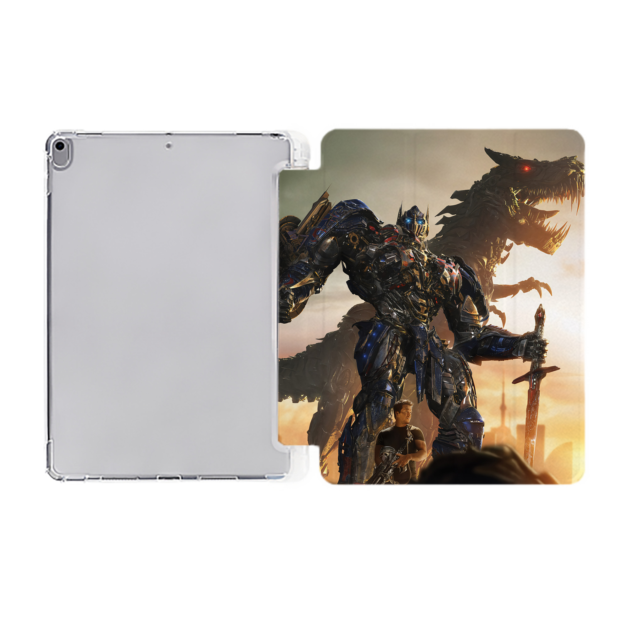 （画像用） Transformers トランスフォーマー IPad ケース ペン収納付き 三つ折りスタンド PUレザー×シリコン 対応機種9.5/10.5/10.9インチ